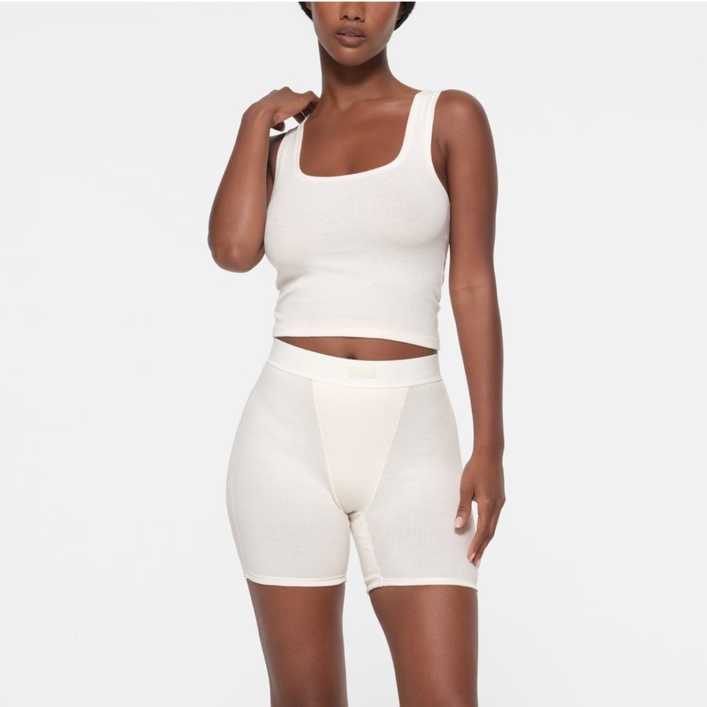 SKIMS Cotton Rib Tank & Boxer Set | Marble | Size M🤍